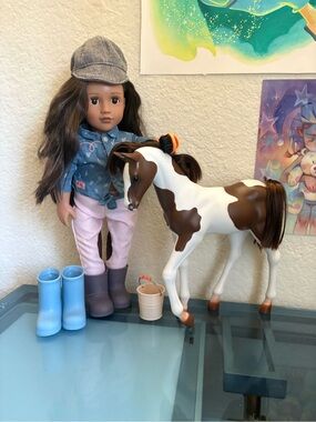 Our generation Brown & White Painted Pony Toy with Dark Brown Mane - Kids Toys